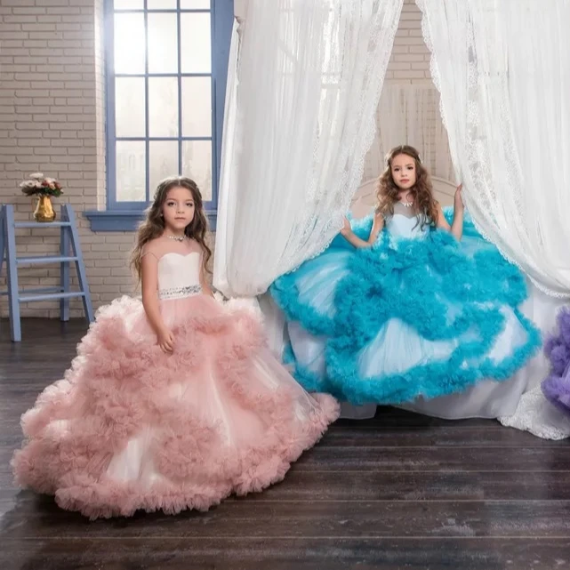 High Quality Multi-Layer Lace Soft Yarn Lolita Dress Fluffy Baby Girl Tutu Princess Party Dress Birthday Twirl Dress