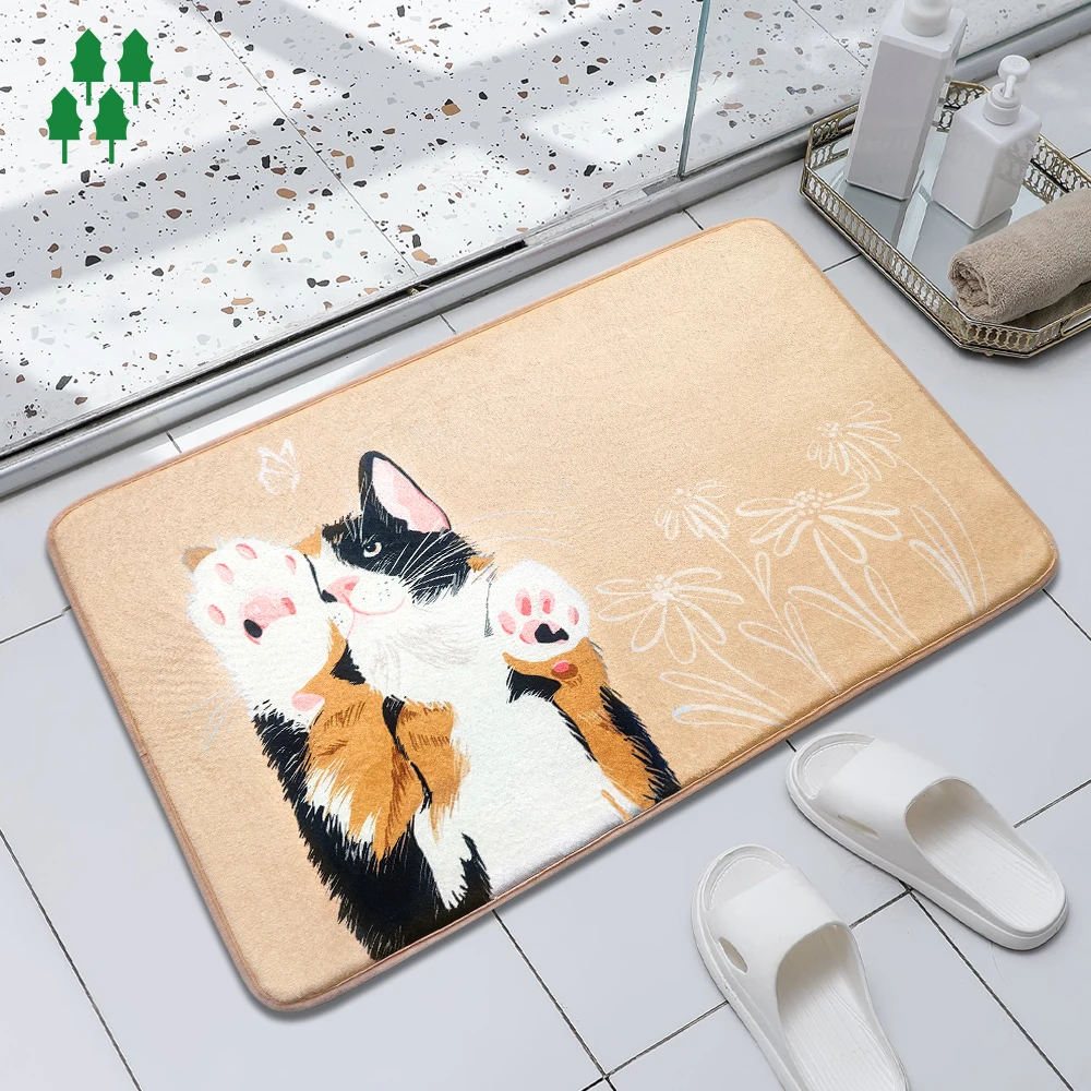 Bath Rugs Sponge Foam Soft For Bathroom and Kitchen Flannel Mat Bright 3D Printed Non Slip Memory Foam Bath Mats
