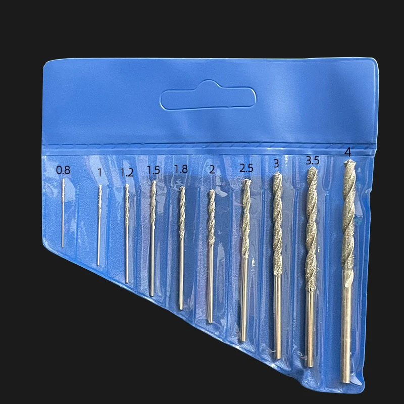 0.8-4mm Mini Diamond Coated Tipped Tip Twist Drill Bit For Jade Metal Agate Jade Gemstones Pearls
