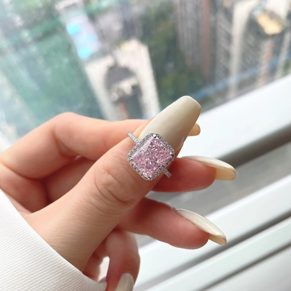 925 sterling silver oval zircon ringHigh-end atmospheric design ladies ringEngagement ring, wedding diamond ring