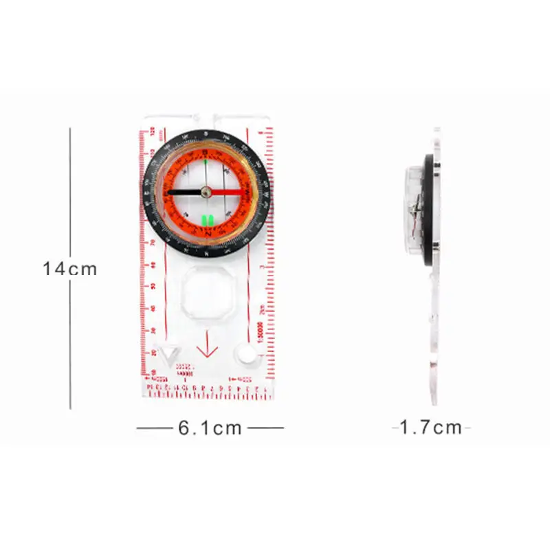 Outdoor Camping Metal Compasses Multi Functional Precision Magnifying Glass Compass Ruler Map Small Survival Compass