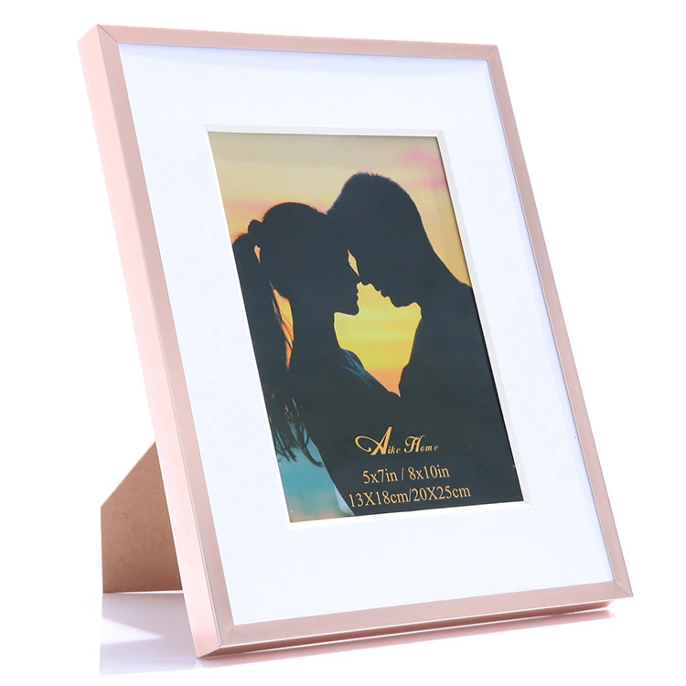 Metal Wall Simple Pink Picture Photo Frame With Mat Table Home Decoration