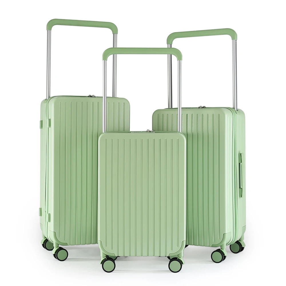 Новый тренд 2023 года, поставка с завода, зеленый цвет, широкая ручка на колесиках, чемодан для багажа, жесткий боковой багаж, чемодан 20 24 26 дюймов