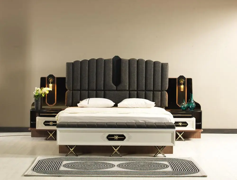Wezir bedroom set Turkish furniture simple model hot sales 2023 design lighted headboard affordable prices