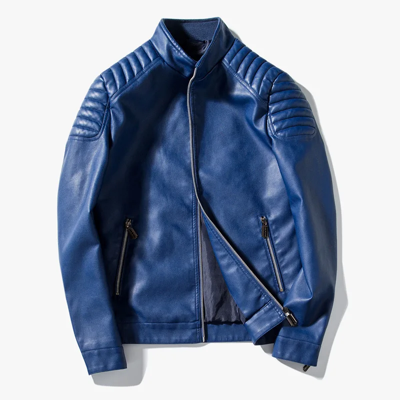 Мужская повседневная куртка Slim fit мотоциклетная мужская из искусственной кожи кожаное Мужское пальто