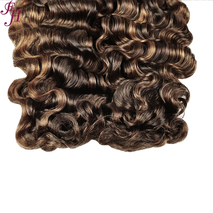 FH factory sale P4/27 burmese curl cabelos human hair pixie curl  vietnamese human hair highlight  burmese curly hair bundles
