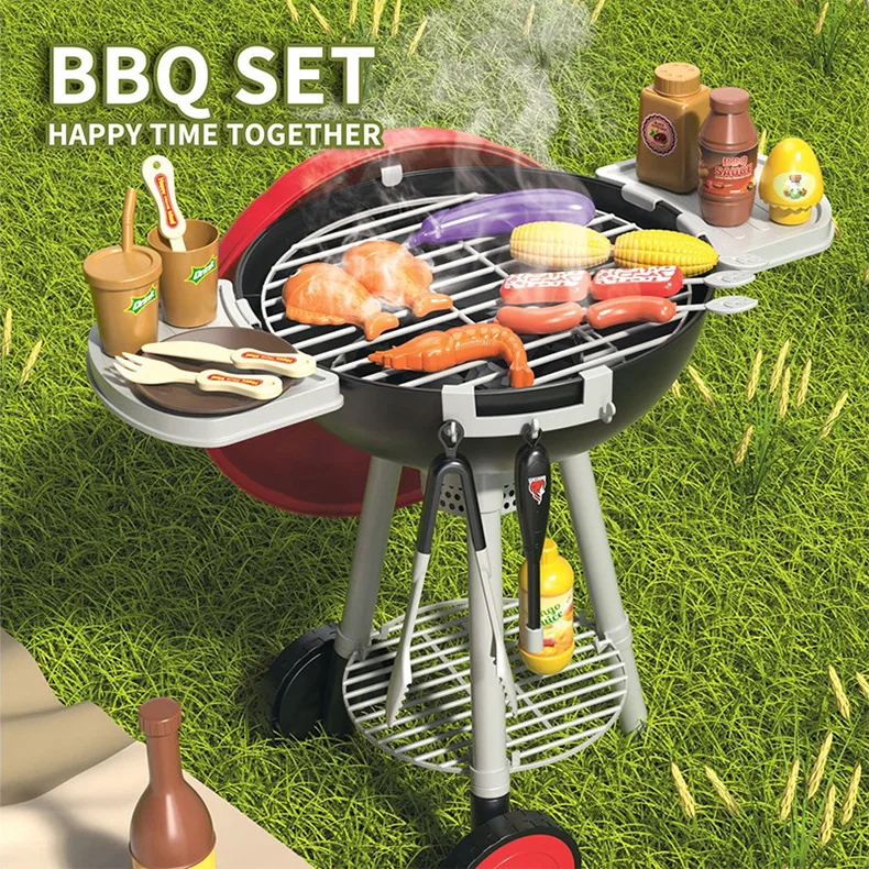KSF Kitchenware Toys Cooking Set Food Pretend Play Light Sound Induction Oven Mini Kitchen Ware Barbecue Grill For Children Toys