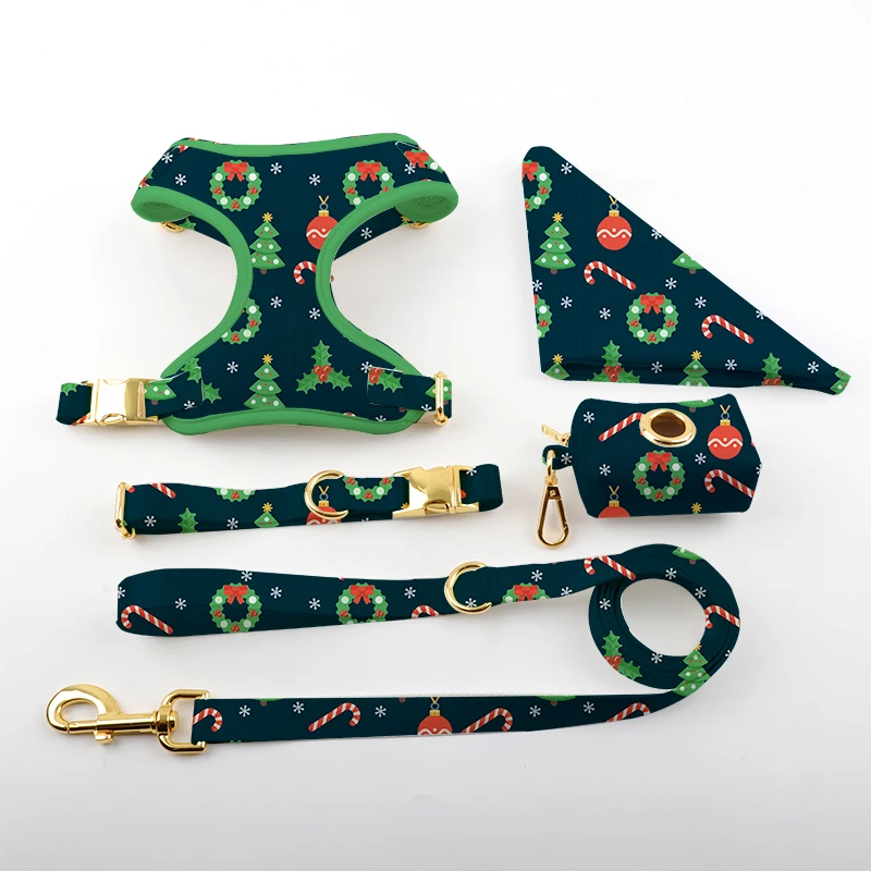 Christmas print Reversible Dog Harness Walking  Best Designer Pet Harnesses for Extra Small Medium Large XL Dogs Plus Pug Breeds