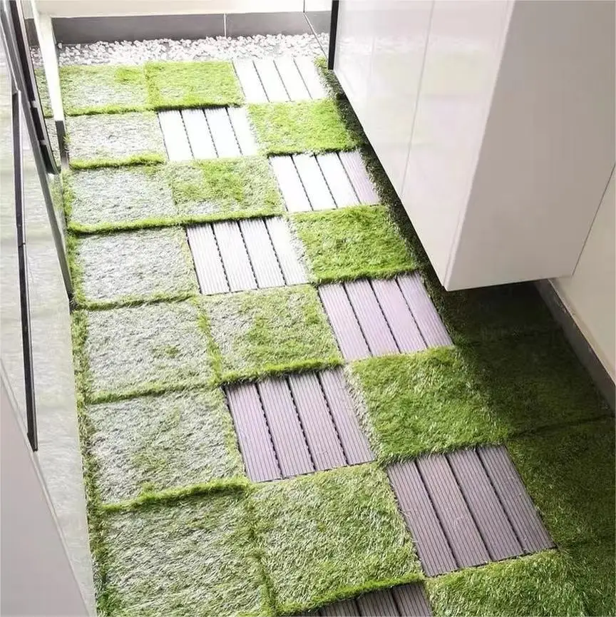 Garden Landscaping Decking Tiles Artificial Lawn Flooring Mat Wedding Decoration Interlocking Synthetic Grass