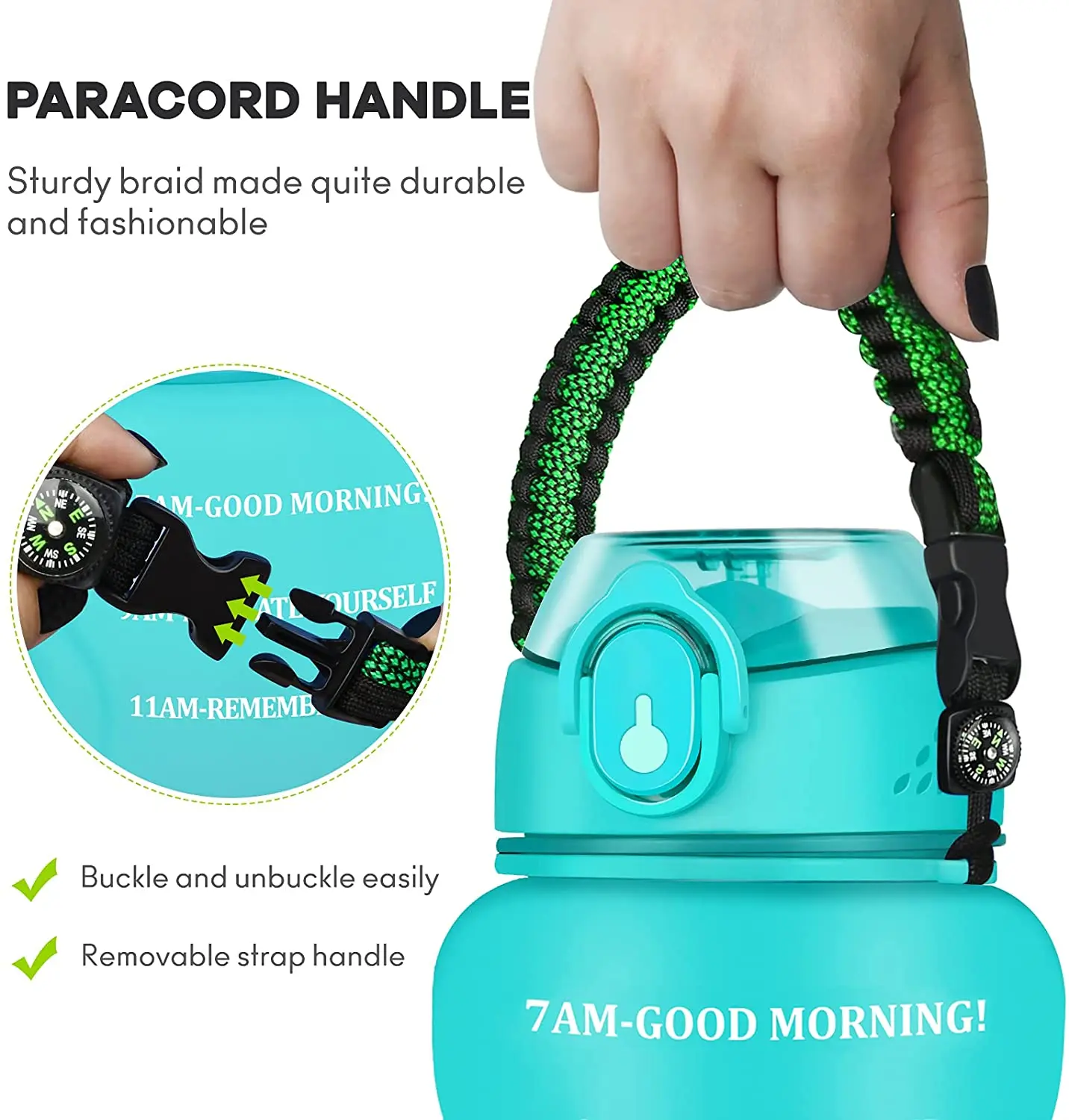 Large Half Gallon/64oz Motivational Water Bottle with Time Marker & Straw,Leakproof Tritan BPA Free Water Jug,Ensure You Drink E