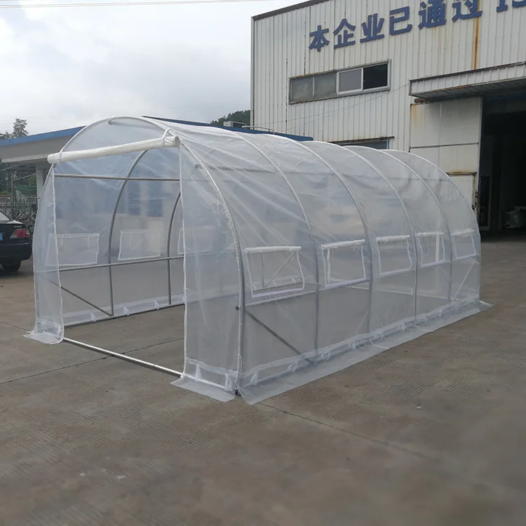 TLSP171 10 roll-up windows with screens and one roll-up zippered door polycarbonate transparent sheet polytunnel greenhouse