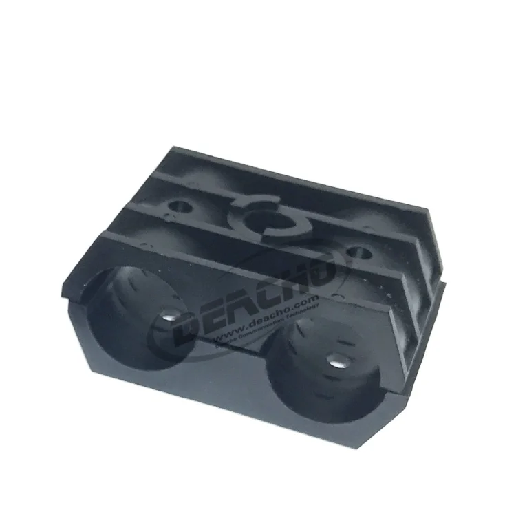 Coaxial feeder cable support block fiber optical cable and power cable clamp plastic hanger