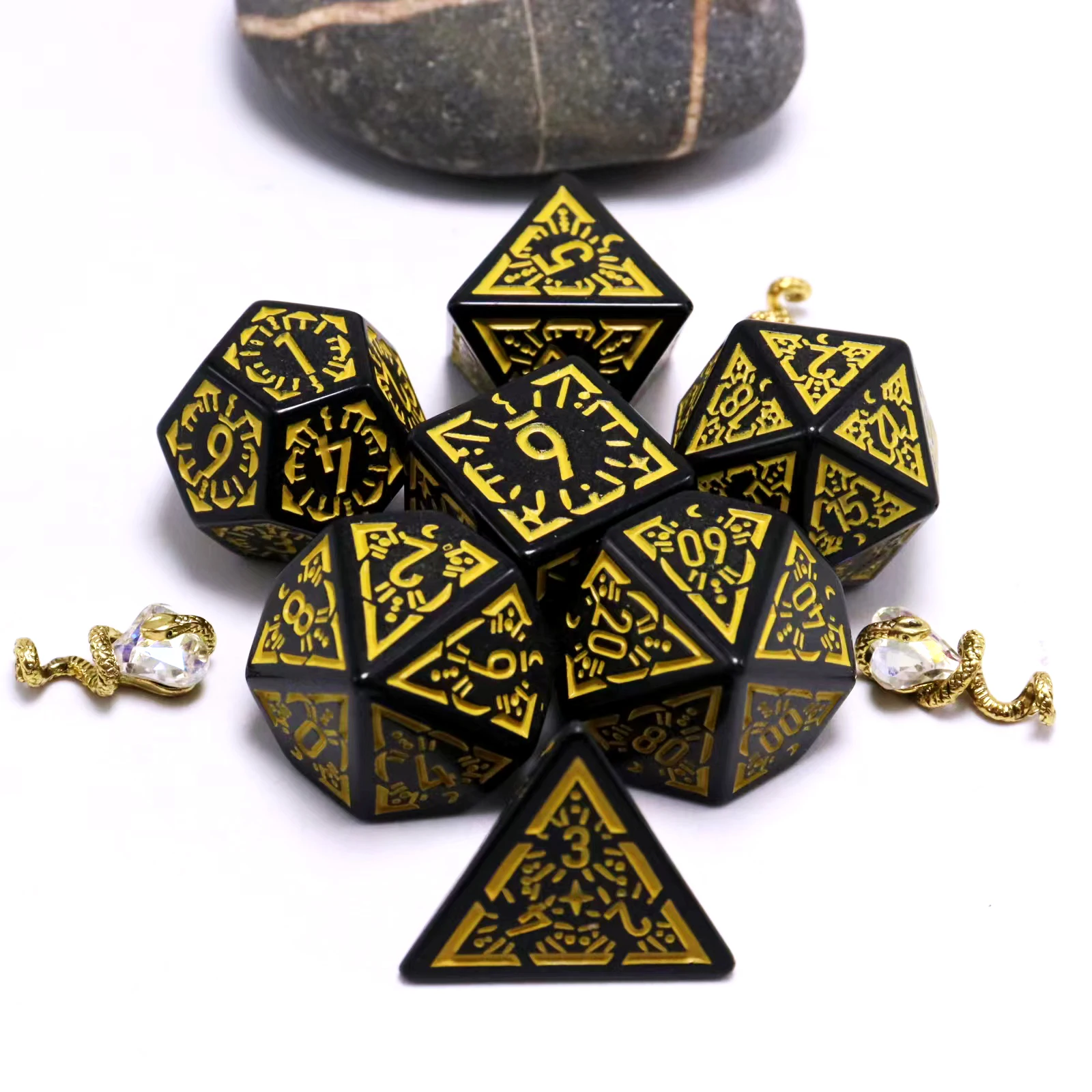 Пользовательские многогранные rpg 7 шт. Ретро Кости объемные драгоценные камни трещины кости