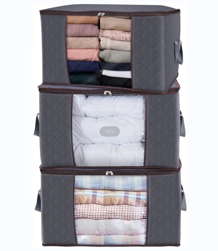 Вместительная сумка для хранения одежды, плотная ткань с усиленной ручкой для одеял, одеял, прозрачного окна, 90 л