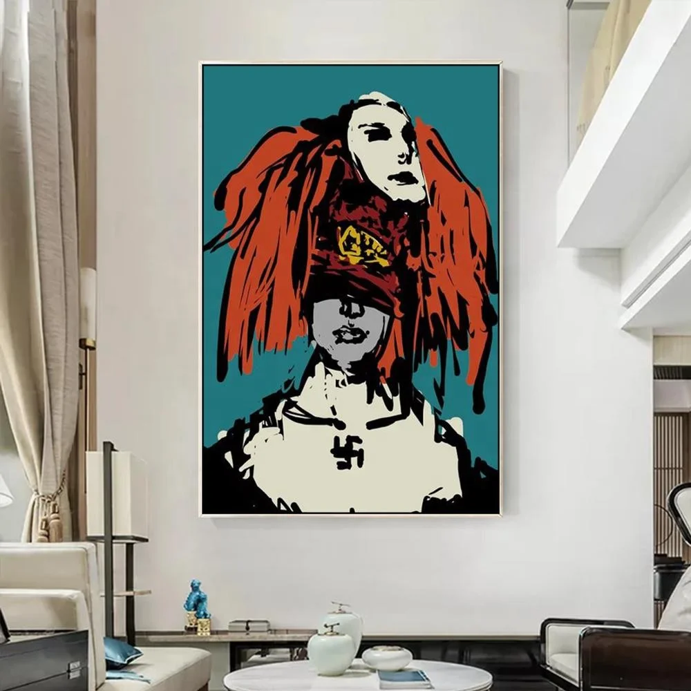 
Abstract acrylic painting on canvas red green dark gothic women face portrait painting cuadros abstractos on canvas wall art pic 