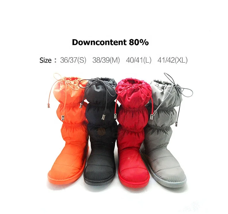 wholesale Women long Shoes Snow Boots Water resistant Winter Warm downcontent 80% down Boots Women tall Snow snow winter boots