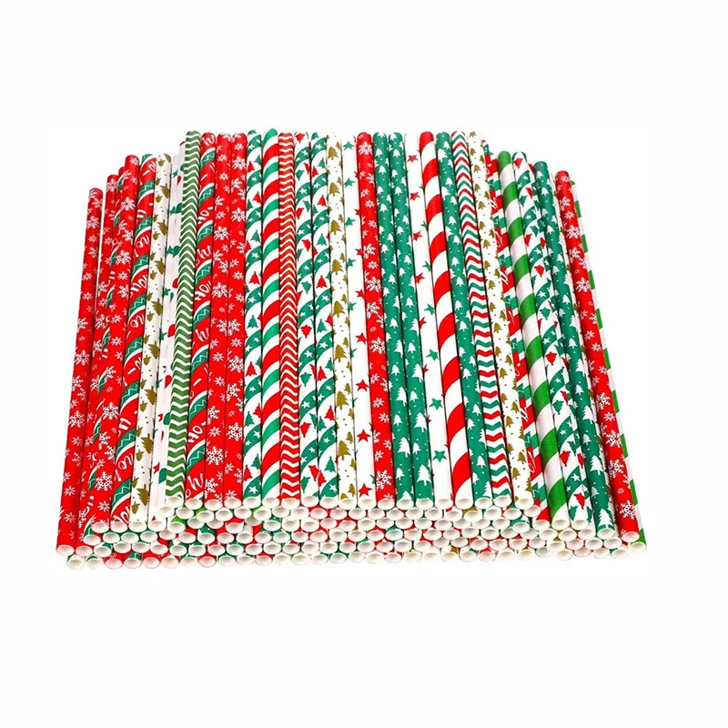 Factory wholesale disposable biodegradable paper straws for holiday parties