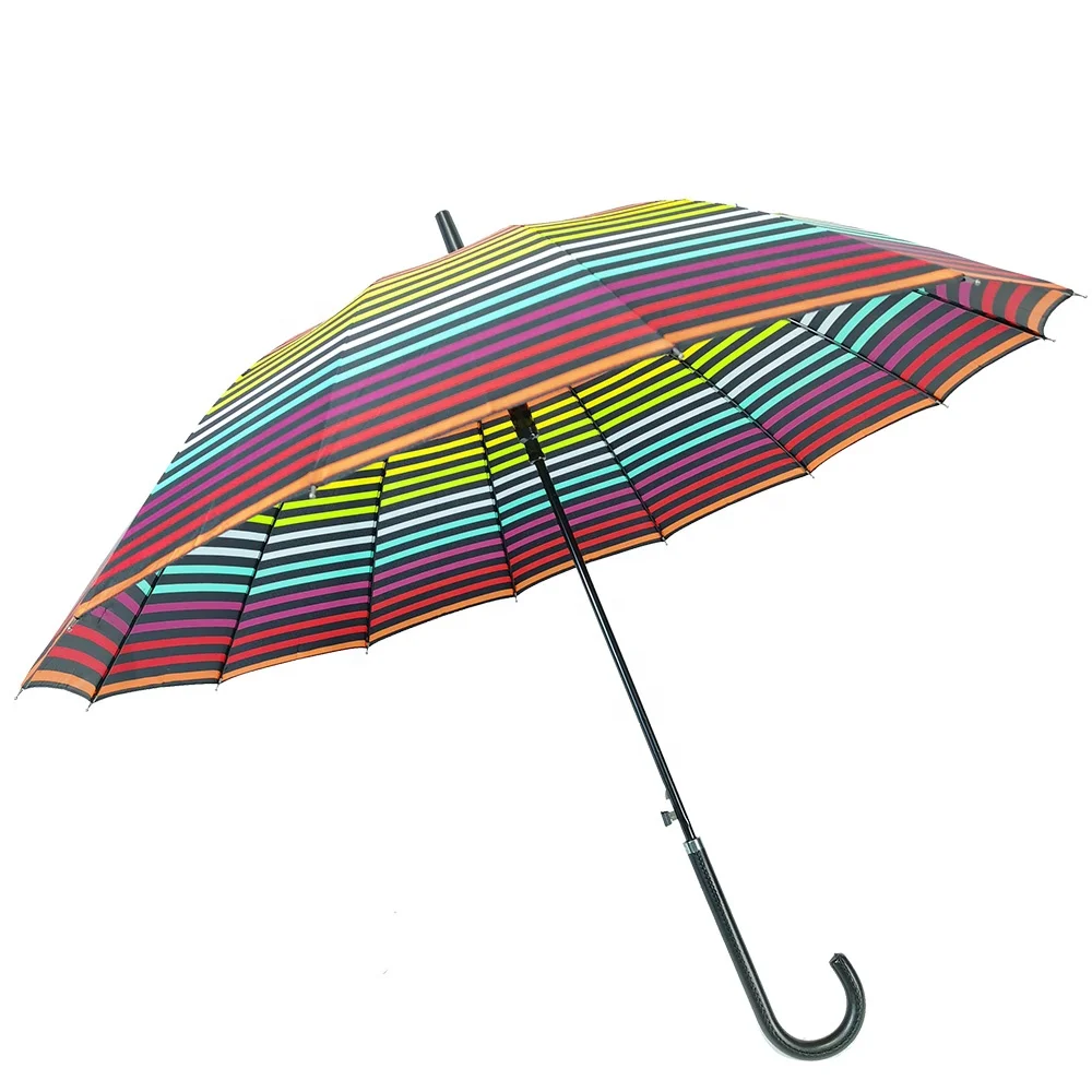 Ovida Good Prices Custom Logo Print Rainbow Umbrella Colorful Branded Windproof Wedding Decorative Straight Umbrella For Sale