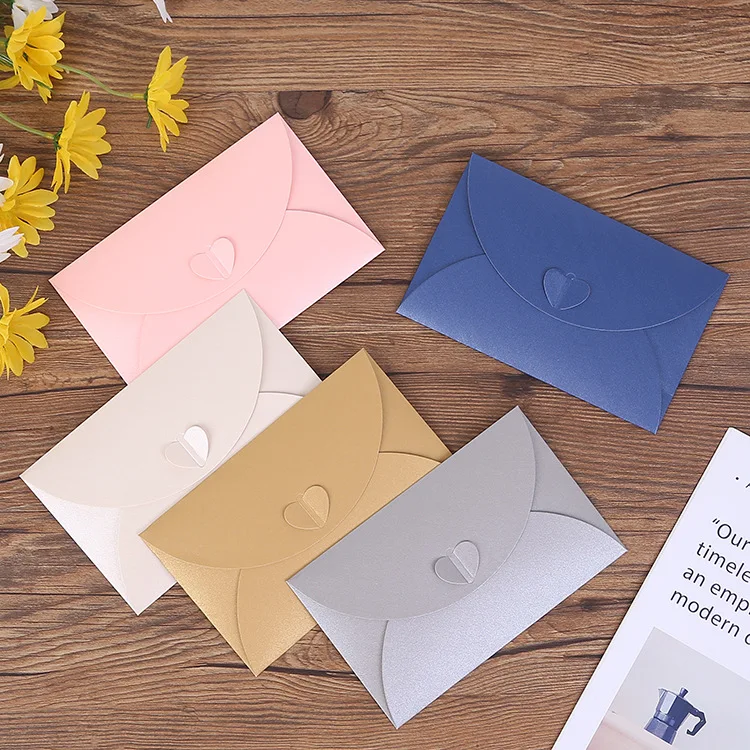 Wholesale love button pearl paper envelope thickened postcard envelope Romantic letter invitation letter business envelope