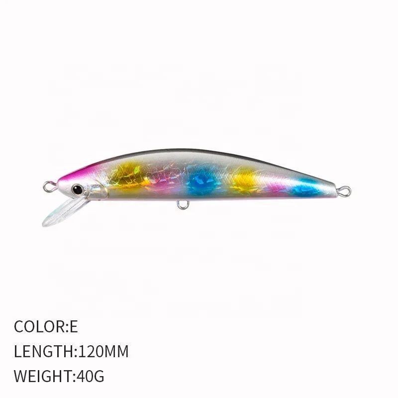 2023 New Design Long Casting Heavy Sinking Minnow 120mm 40g For Trout Hard Spanish Mackerel Sea Bass Wobbler Baits