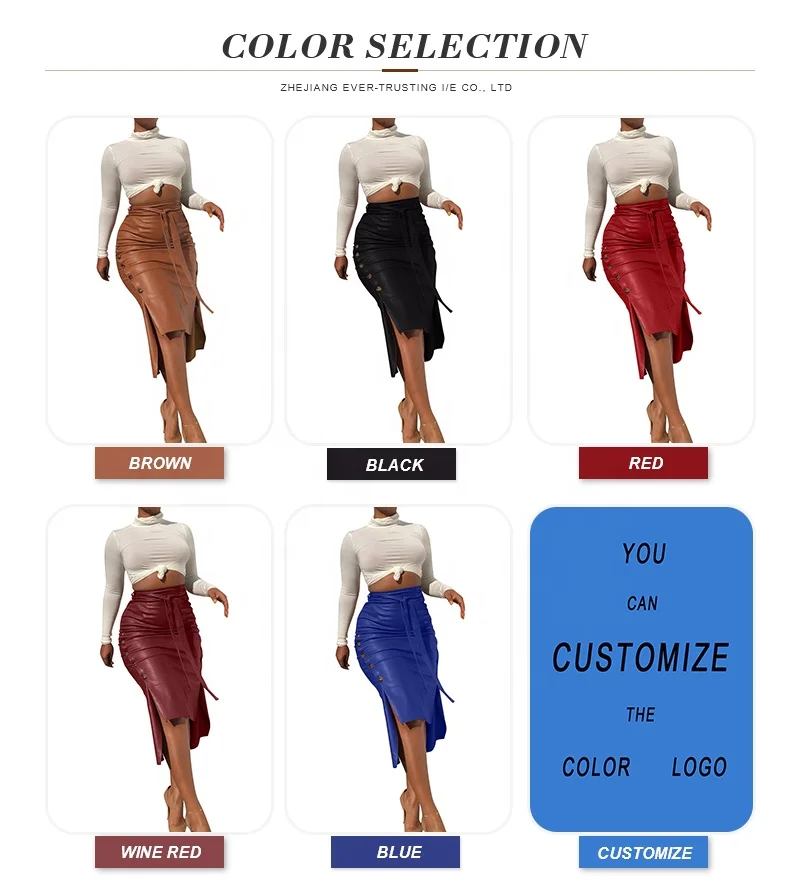 Юбка-карандаш средней длины из искусственной кожи с завышенной талией