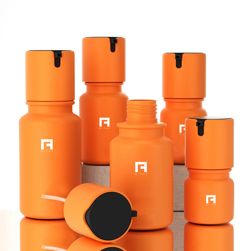 100ml  plastic bottle empty refillable travel bottle low moq plastic skincare 40ml 60ml lotion orange bottle packaging sets