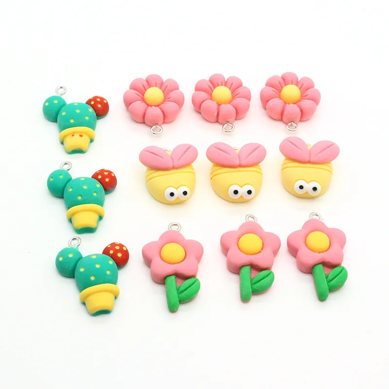 Flower Rabbit Penguin Resin Drop Oil Jewelry Pendant Diy Necklace Bracelet Key Chain Dress Bag Charm