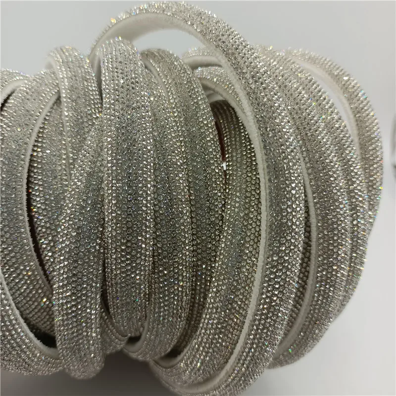 12mm Custom Crystal Shoes Accessory Cotton Core Rope Rhinestone Strip For Lady Sandal Decoration