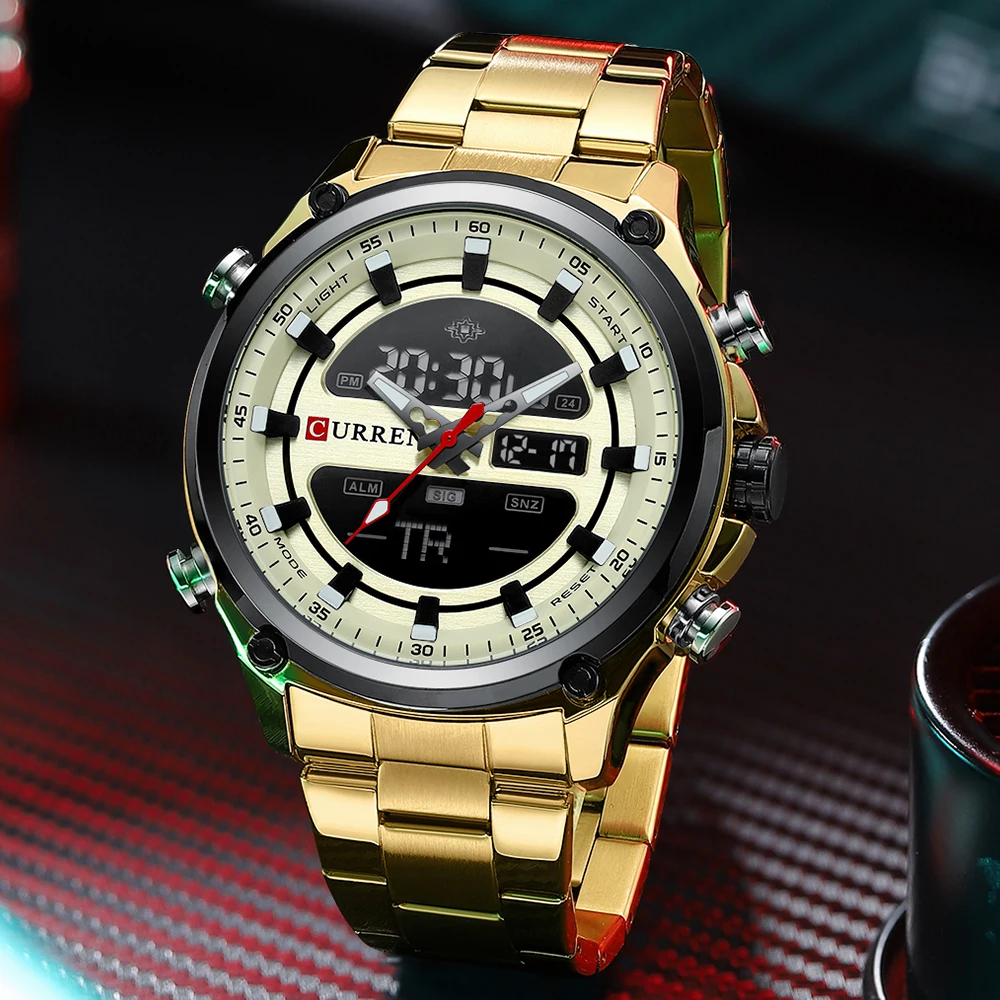 CURREN Top Brand Mens Watches Waterproof Male Watch LED Quartz Digital Sport Wrist Watch Male Relogio Masculino