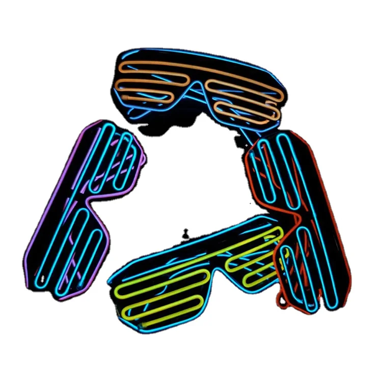 2022 Kids Halloween Christmas Party Favors Supplies Led Light up Toys EL Glowing Shutter Glasses