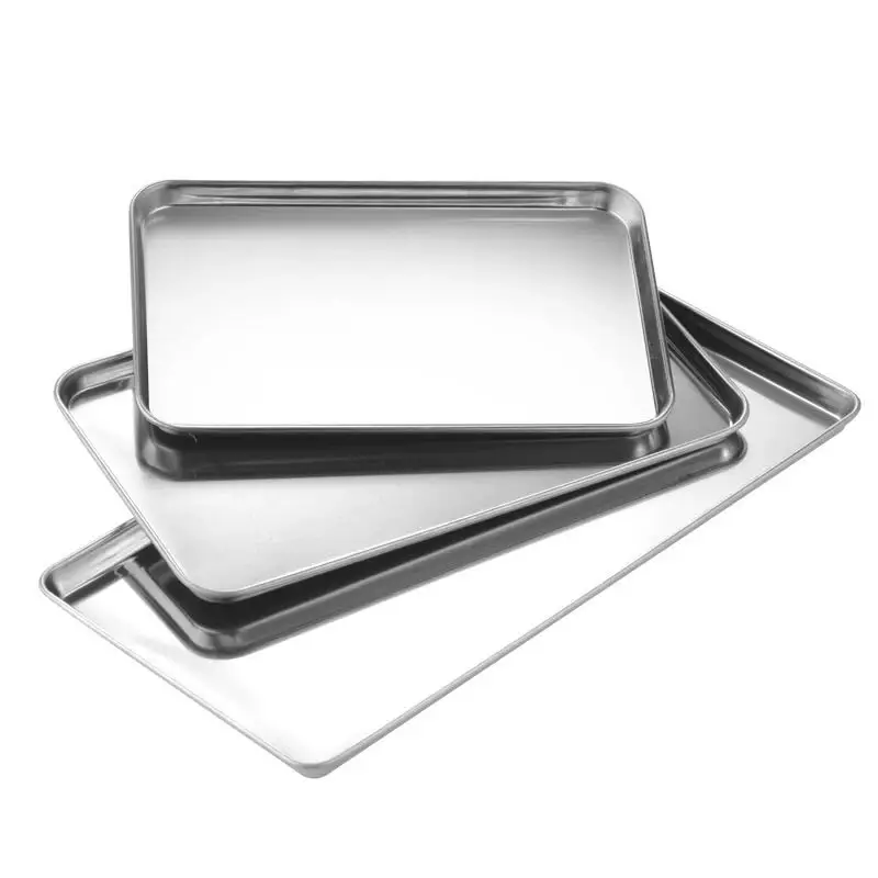 stainless steel food serving tray/stainless steel square plate/metal fruit tray