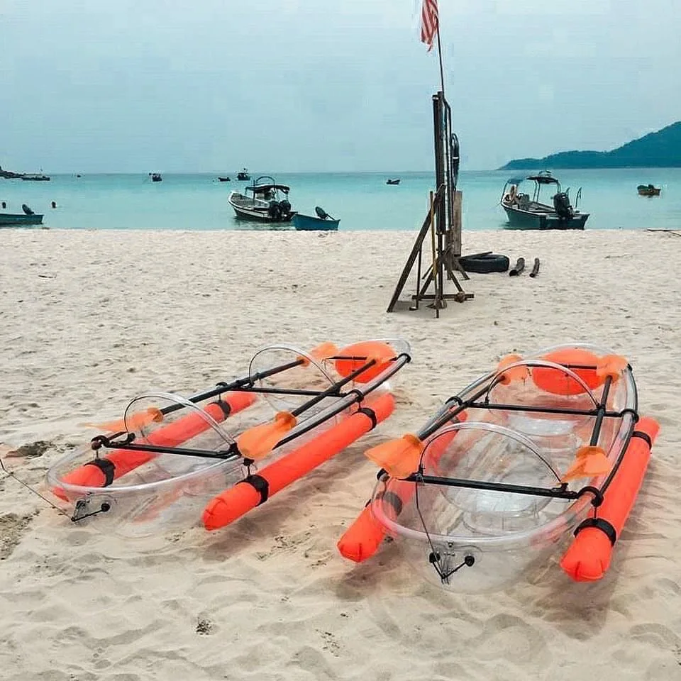 Sunlife  3 seater Glass bottom clear kayak  three crystal seats for travel  boa touring resort