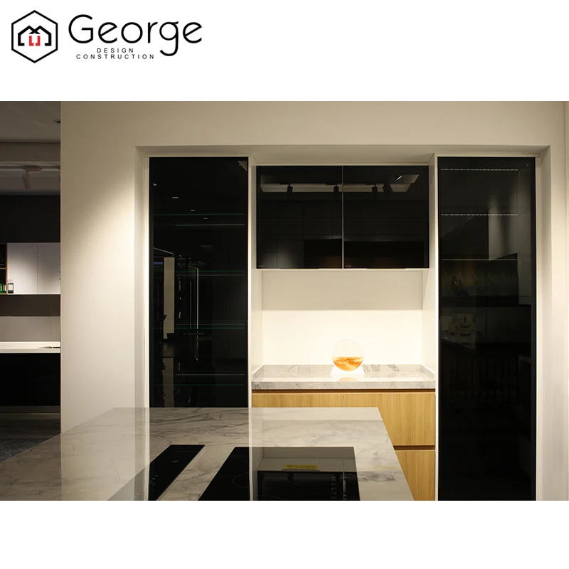 George Building современный классический дизайн мебель для дома на заказ темный орех встроенные коричневые кухонные шкафы со столешницами