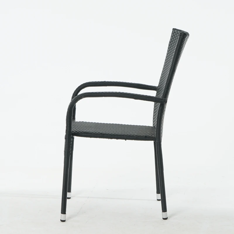 High Quality Modern Restaurant Outdoor Furniture Bistro High Back Arm Chair Cane Poly Wicker Stackable Plastic Rattan Chair