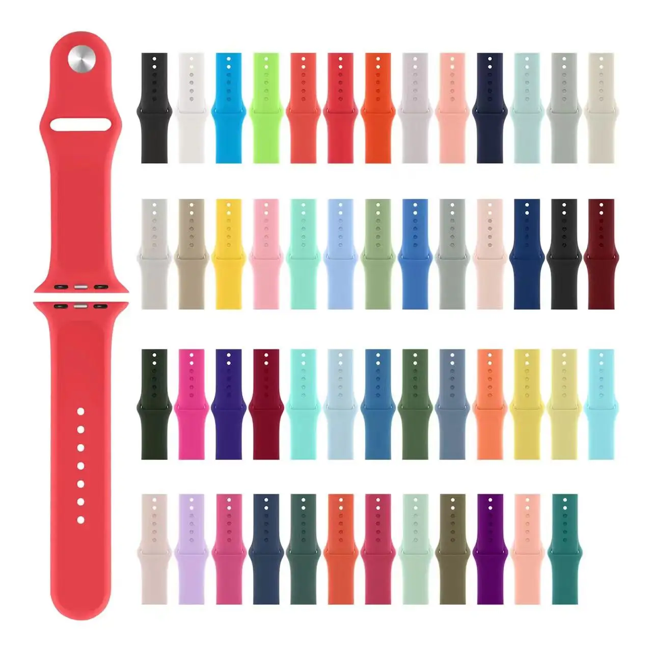 For i Watch Series 6/5/4/3/2/1 Wristband, 38mm 42mm Rubber Silicone Bracelet Sport Watch Strap Band for Apple Watch