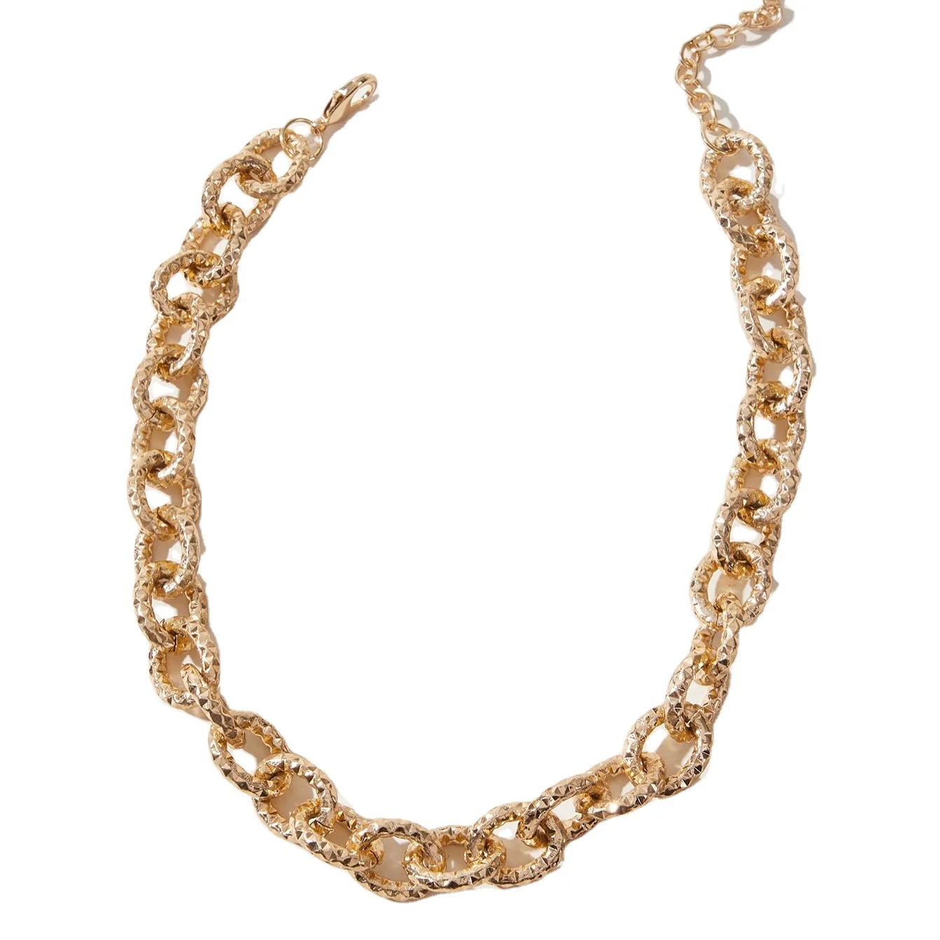 Fashion high quality luxury Gold Statement Paper Clip Link Chain Necklace Choker Classic Paperclip Chain Necklace Women