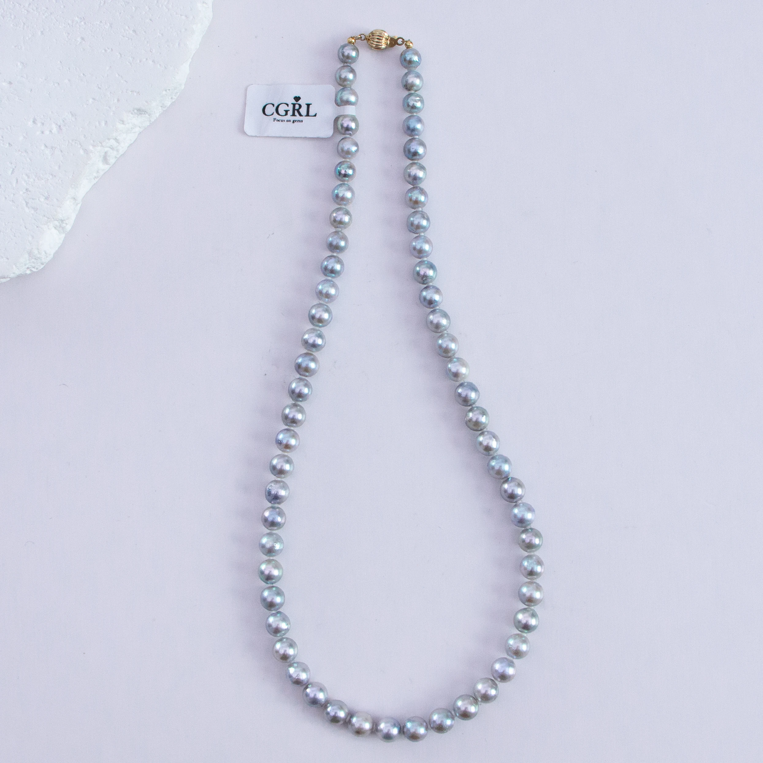 14K gold accessories, seawater Akoya genuine linen necklace, 6-7mm genuine linen, round and slightly flawed