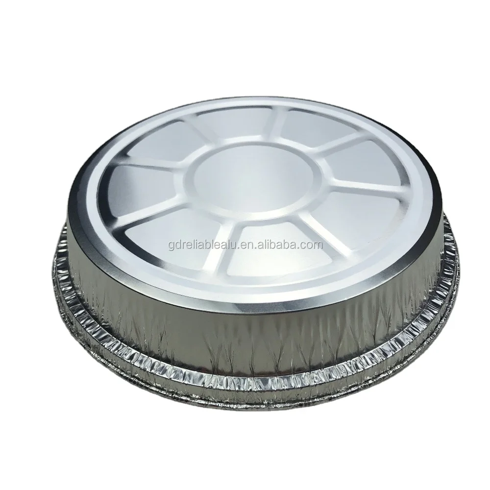 HHeavy duty durable 13inch 2600ml  5.7lb big round disposable LFGB certification aluminum foil pizza pans cake trays