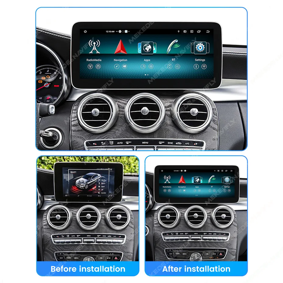 MEKEDE MNX Android WIFI 4G LTE автомобильный видеоплеер GPS навигация для Benz C W205-GLC встроенный BT DSP 1920*420 разрешение