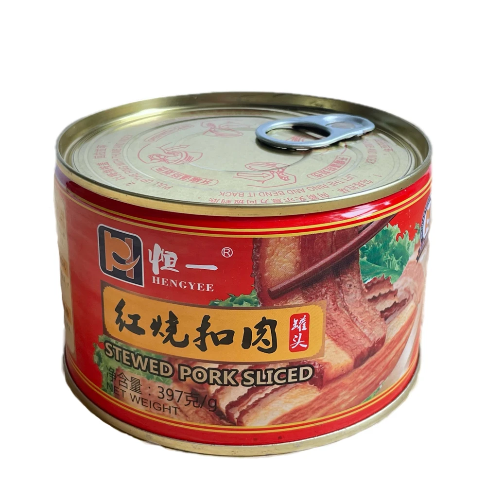 free sample hot sale factory direct sale canned meat pork meat stewed pork 397g canned stewed pork sliced