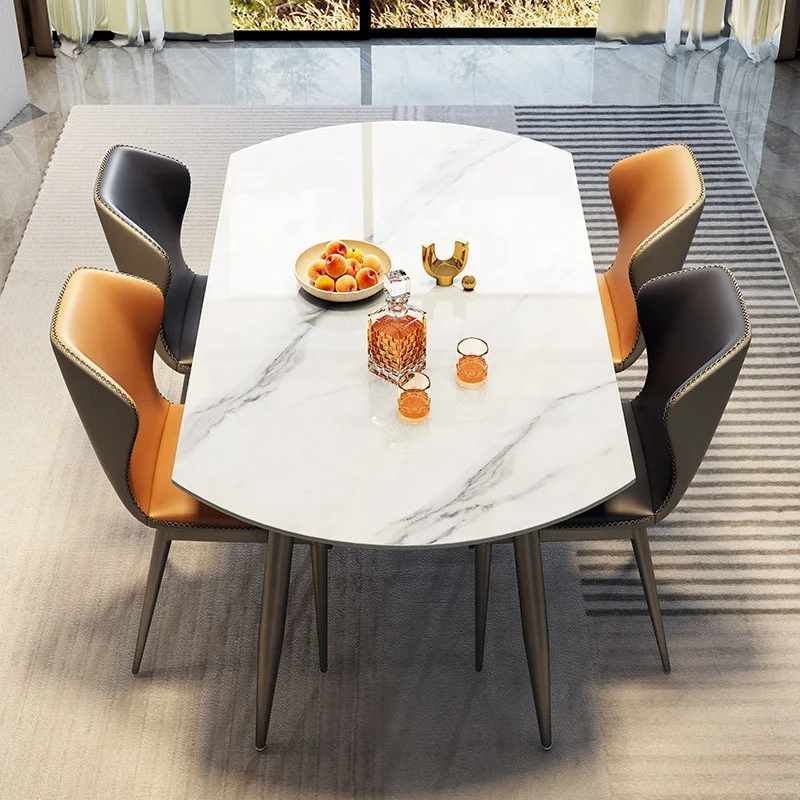 VIC Rock plate telescopic table family small apartment modern simple folding telescopic round dining table and chair combination