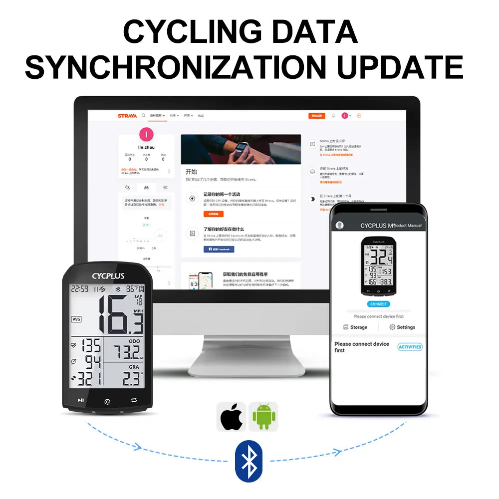 Велосипедный gps-компьютер CYCPLUS 9773 с аккумулятором и поддержкой измерения частоты сердечных