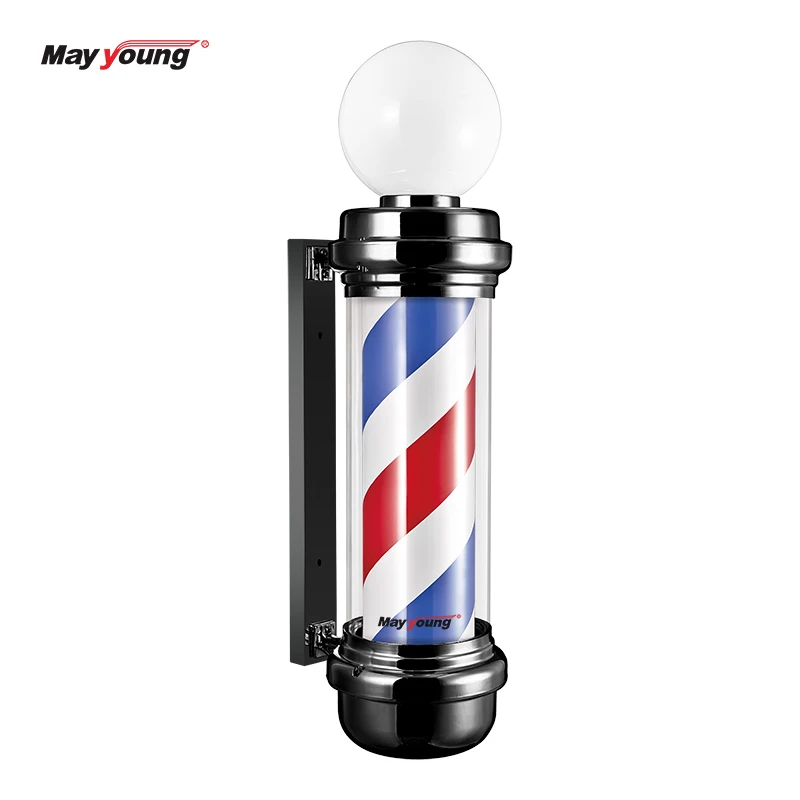 Traditional Outdoor  Light Red White Blue  Spinning Stripes Sign Rotating barber pole