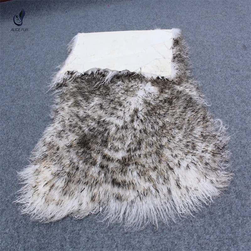 Wholesale Factory Supply Multicolored Long Hair Curly Real Natural Tibetan Mongolian Lamb Fur Plate For Sale