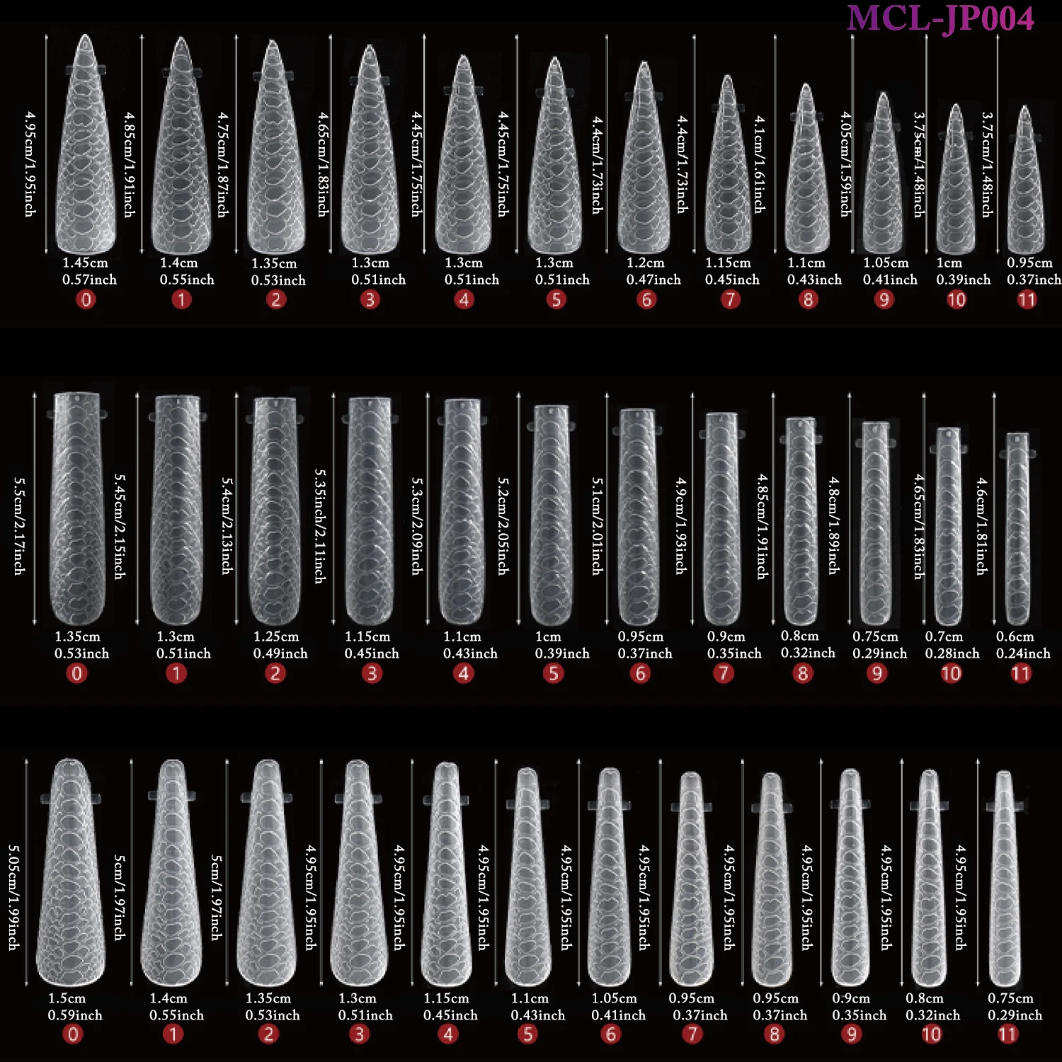 120PCS/box Nail Art Perfresional Snake Skin Texture Nail Tips Plastic Forms Coffin Poly Gel Extention Nail Forms