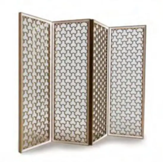 French Style 3 Tri Panel Folding Screen Room Divider Golden Stainless Steel Divider Partition