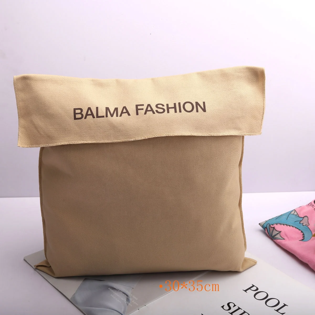 Custom Logo Printing Large Cotton Twill Envelope Bag For Handbag Luxury Handbag Reusable Clothing Packing Flap Cotton Dust Pouch