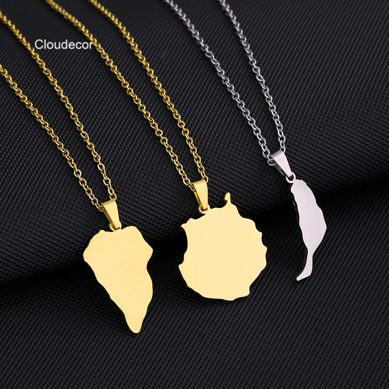 Ожерелье из нержавеющей стали на Канарских островах для мужчин и женщин, геометрическое ожерелье из титановой стали с зеркальным полированным кулоном, ювелирные изделия