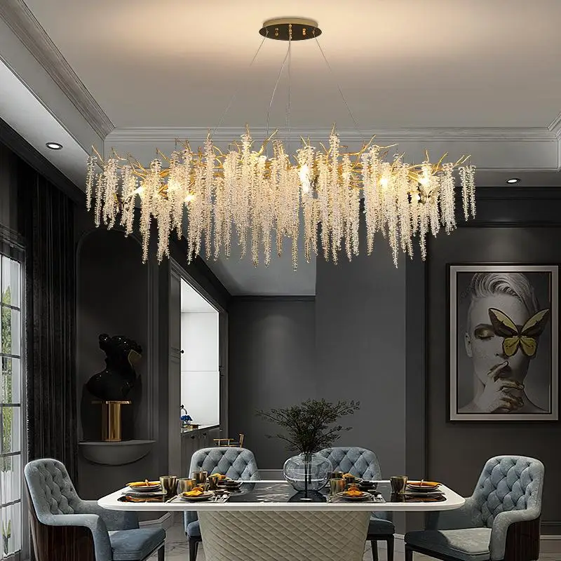 Rustic Villa Hanging Fitting Living Room Chandelier Art Design Luxury Modern Crystal Chandelier
