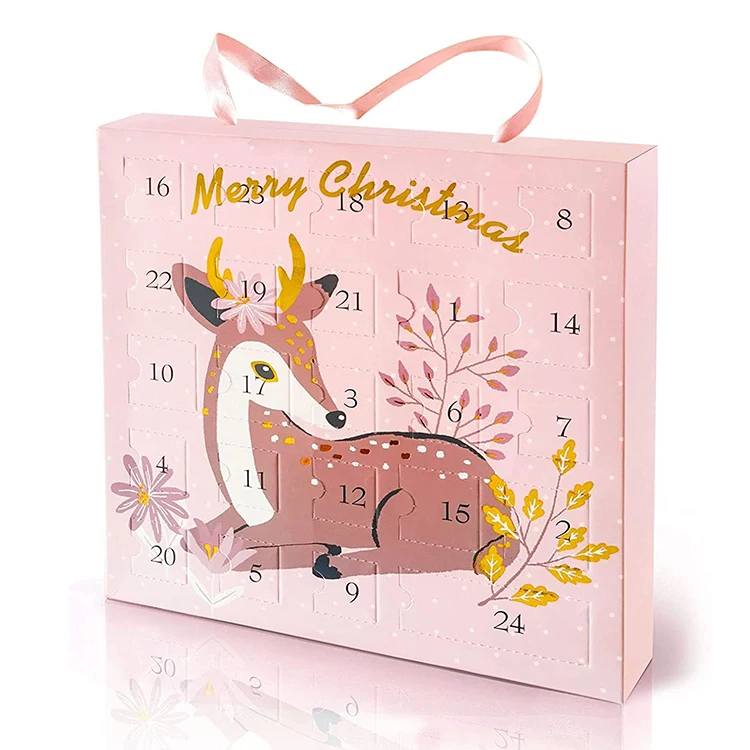 Hot sale custom design printing packaging advent calendar 24 days christmas advent calendar box